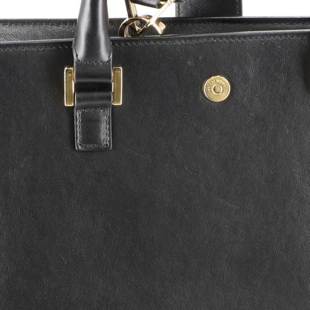 Saint Laurent Monogram Cabas Leather Shoulder Bag Black - Picture 8 of 10
